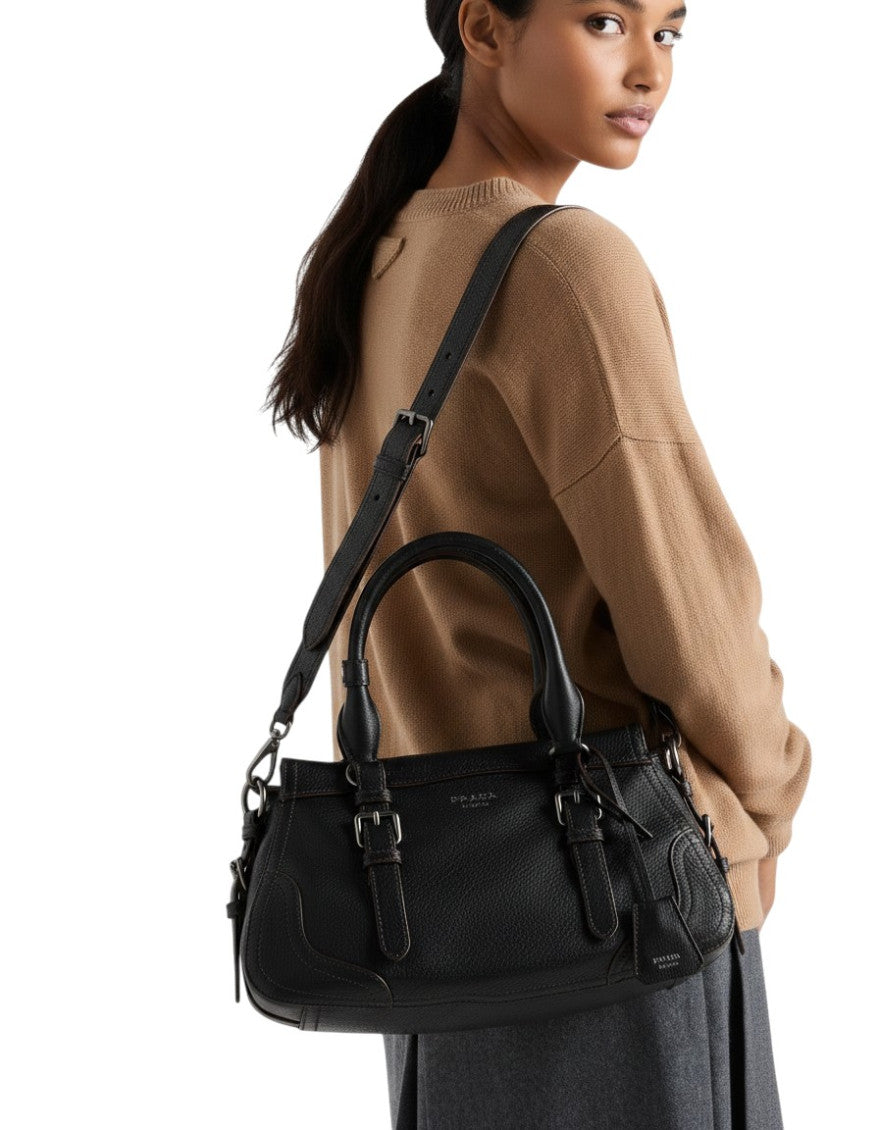 Black Logo Top Zip Large Tote 5