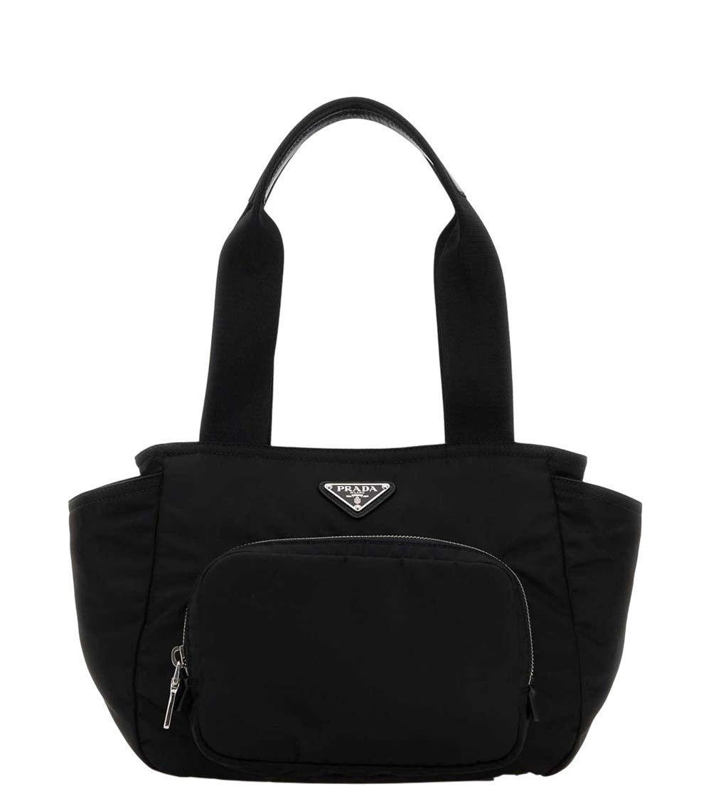 Black Logo Top Zip Small Tote 1