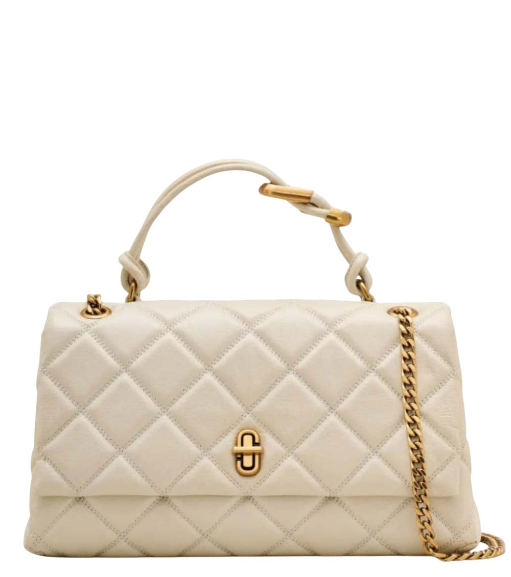 White Dual Quilted Large Shoulder Bag 1