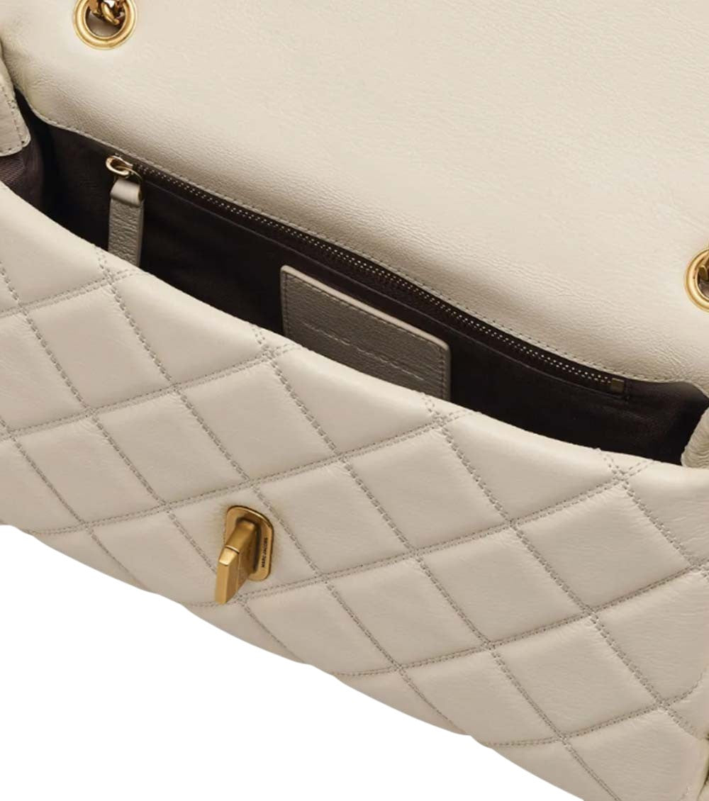 White Dual Quilted Large Shoulder Bag 3