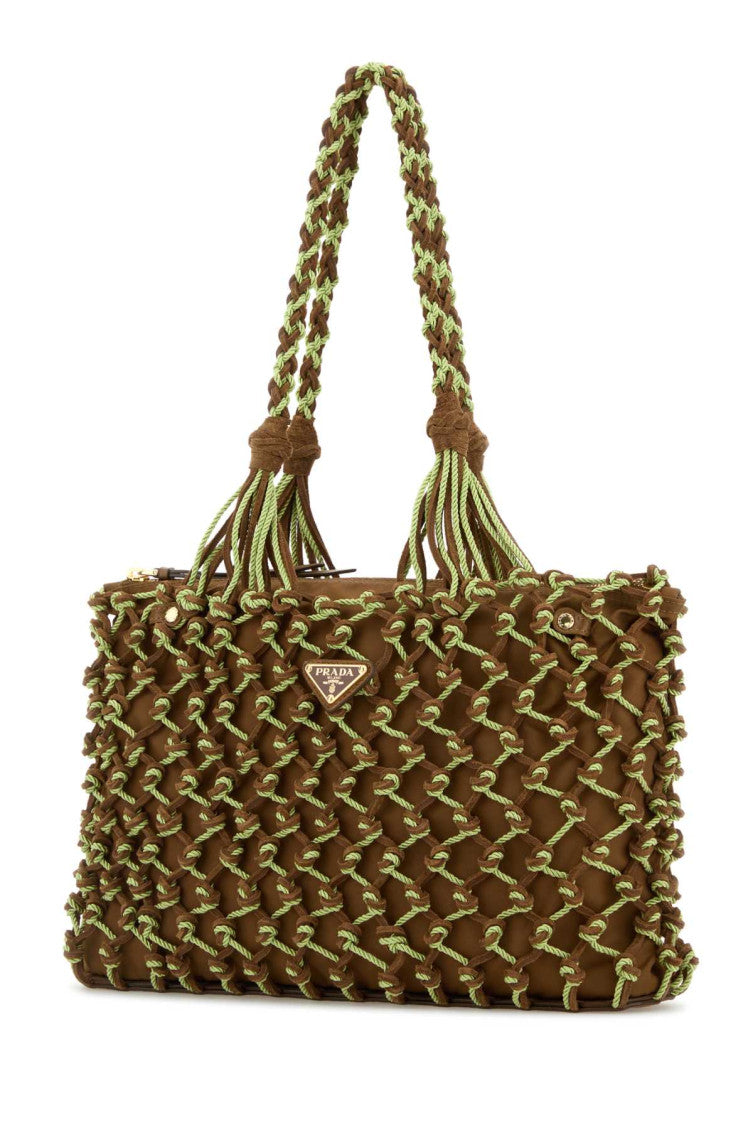 Brown Macrame Top Zip Tote 2