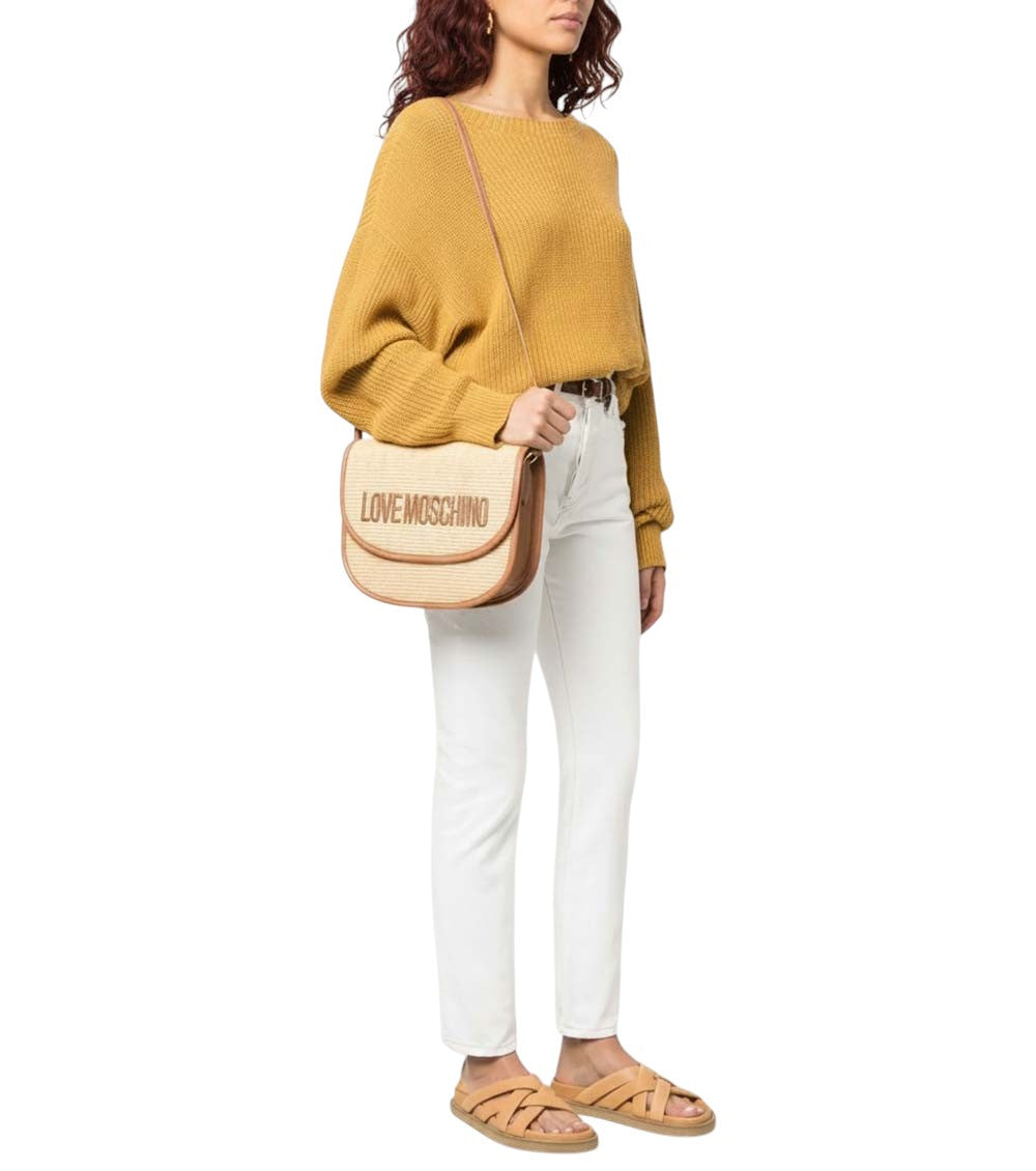 Beige Logo Medium Crossbody Bag 4