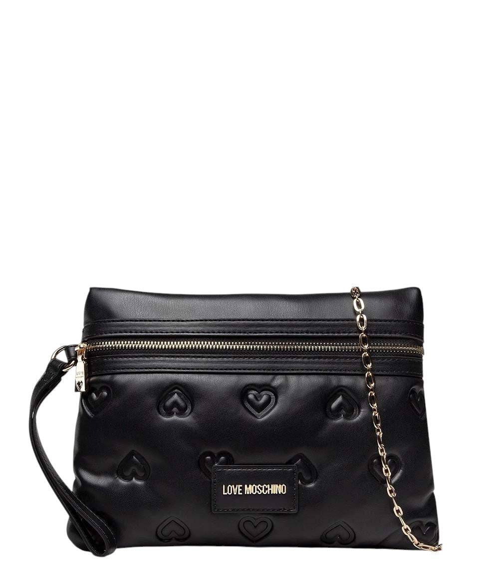 Black Embossed Hearts Medium Crossbody Bag 1