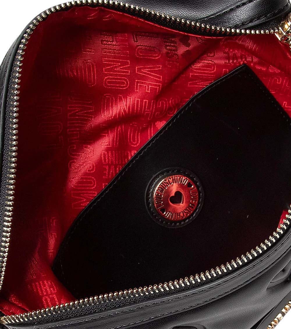 Black Embossed Hearts Medium Crossbody Bag 3