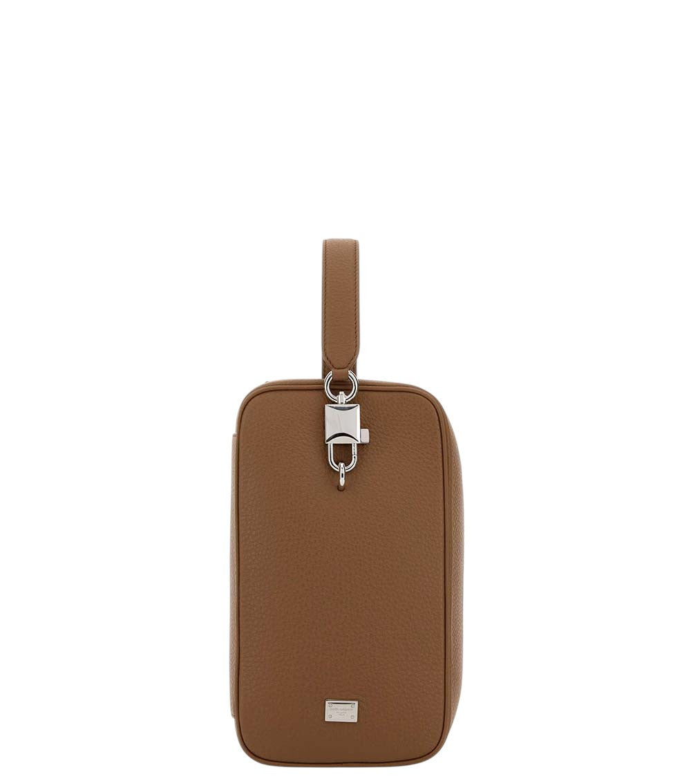 Brown Padlock Medium Clutch 1