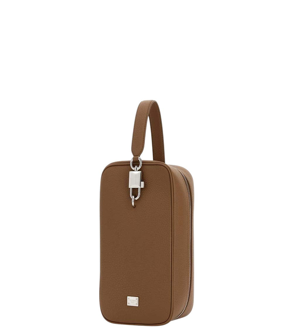 Brown Padlock Medium Clutch 2