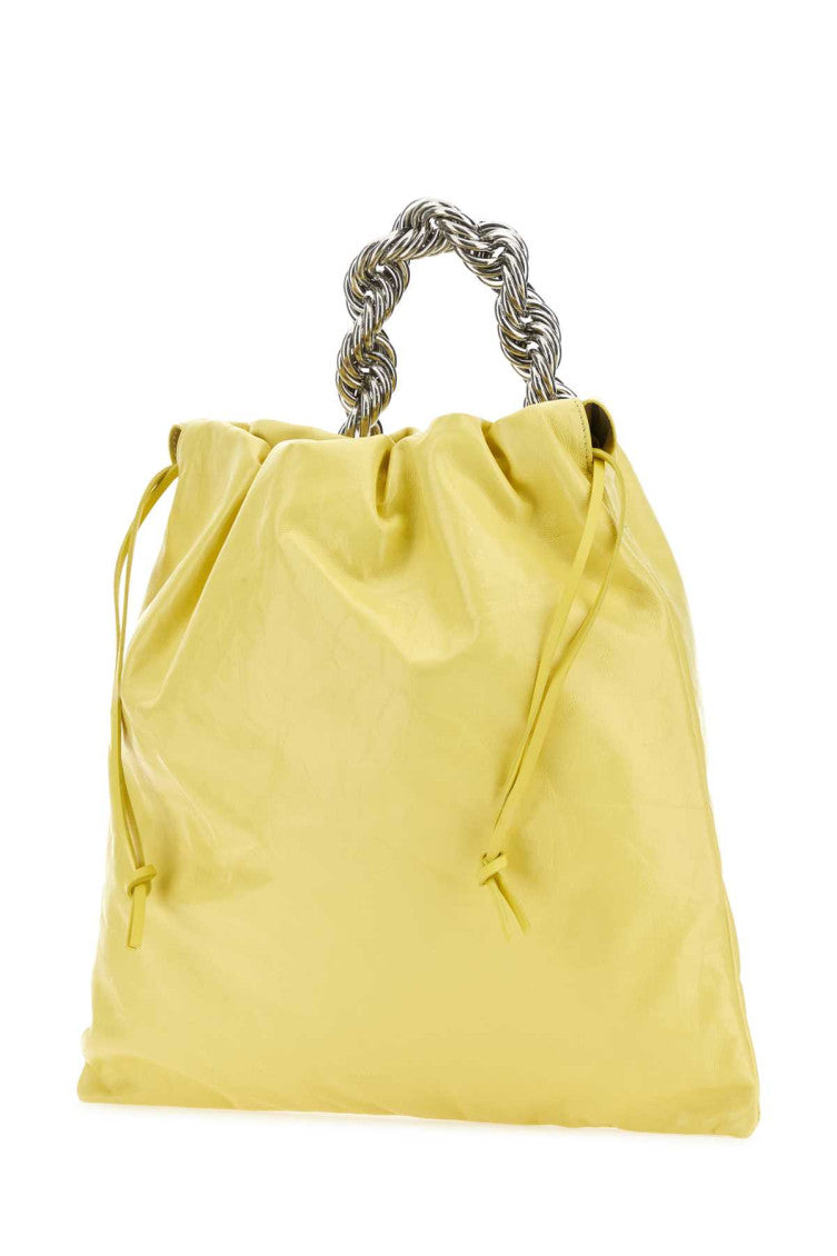 Yellow metallic top-handle tote bag 2