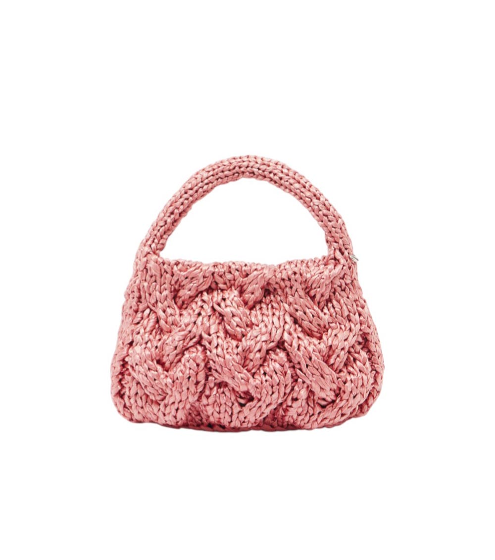 Pink Small Cable Knit Bag 1