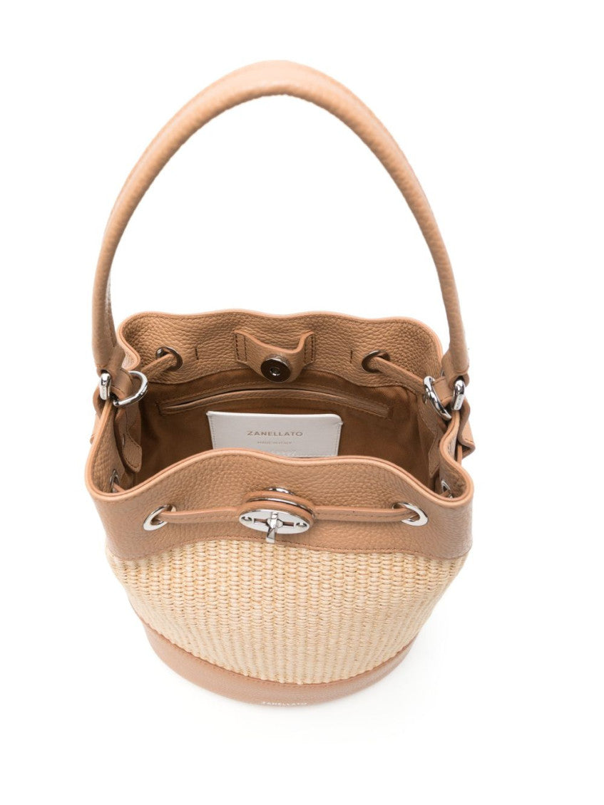 Beige Mondà Vimini Small Bucket Bag 2