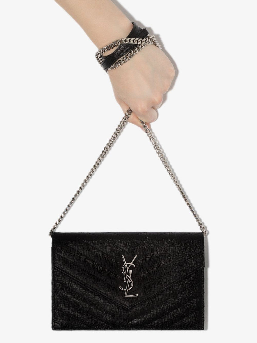 Black Monogram leather wallet on chain 2