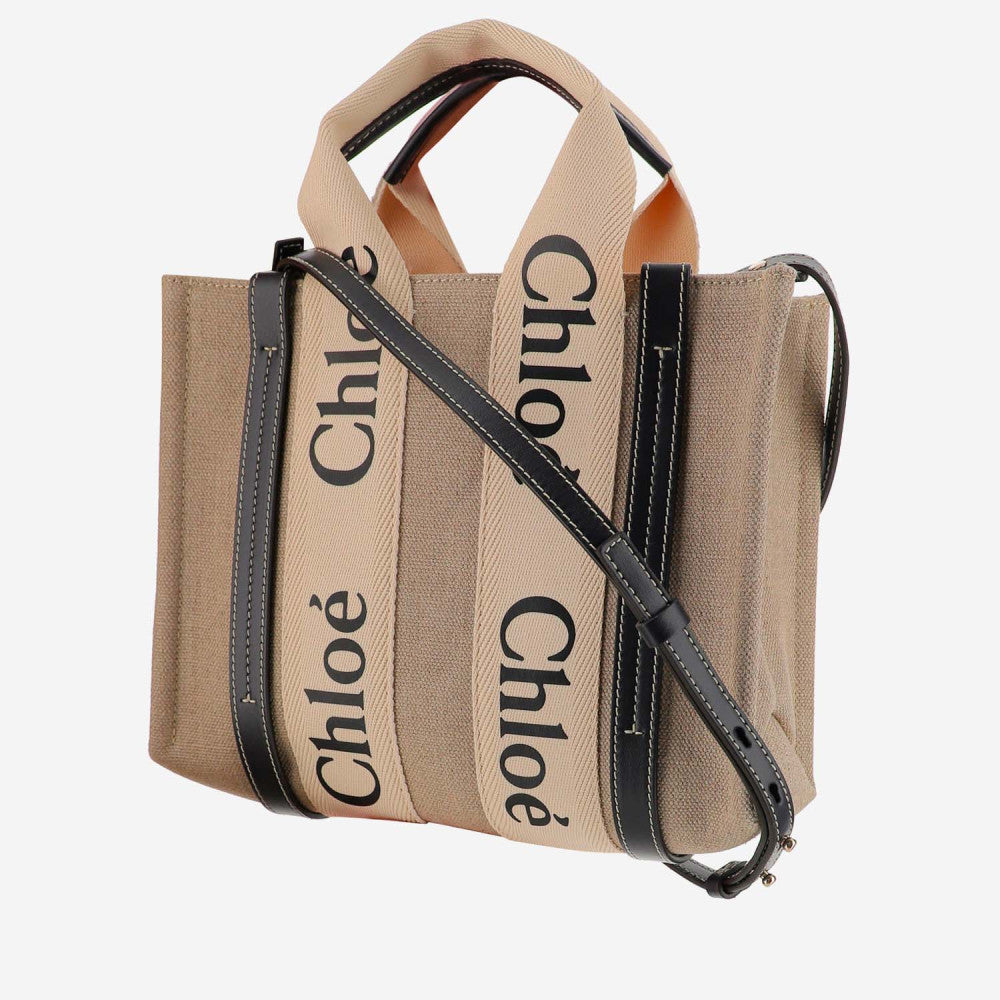 Beige SMALL WOODY TOTE BAG 2