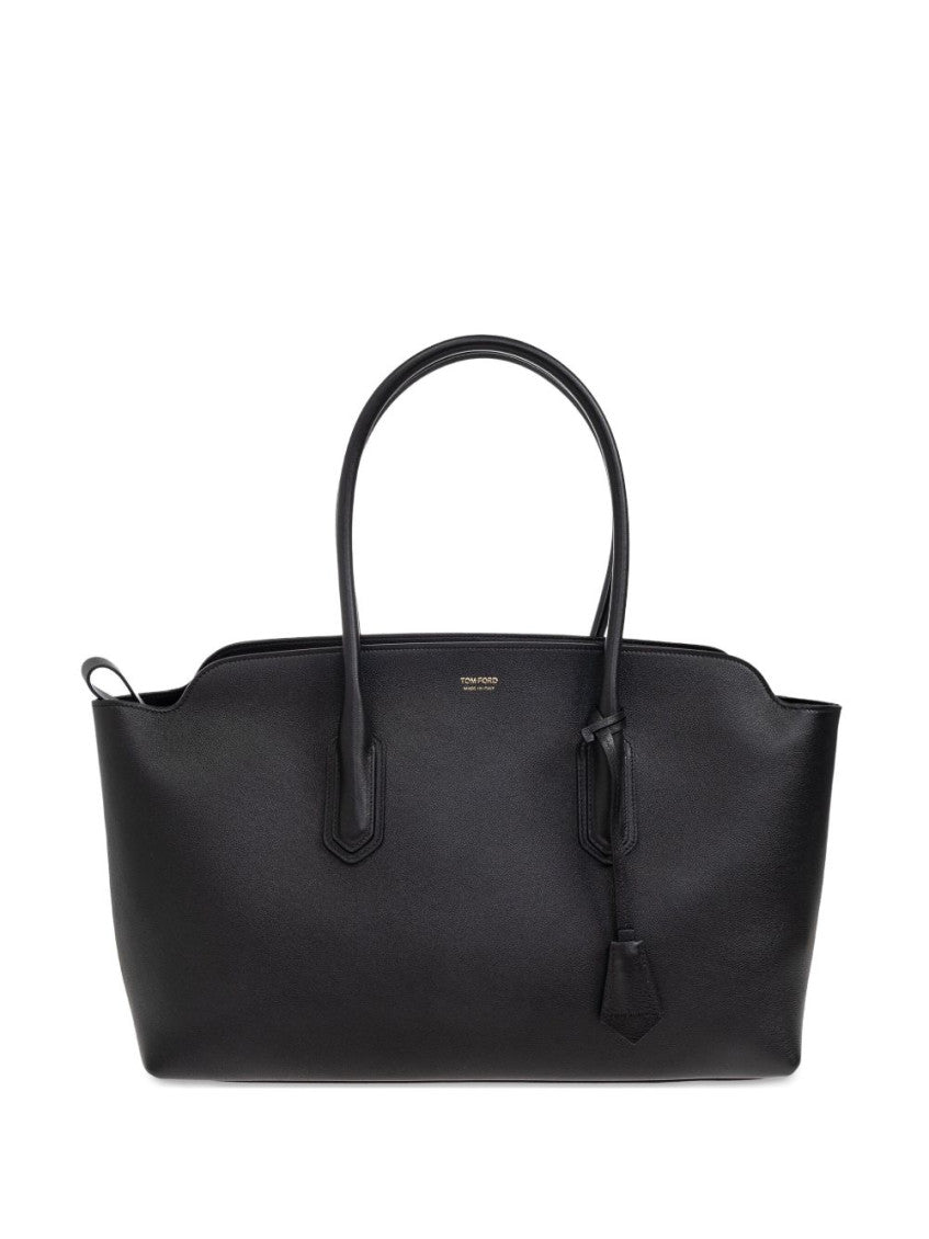 Black Logo Top Zip Large Tote 1