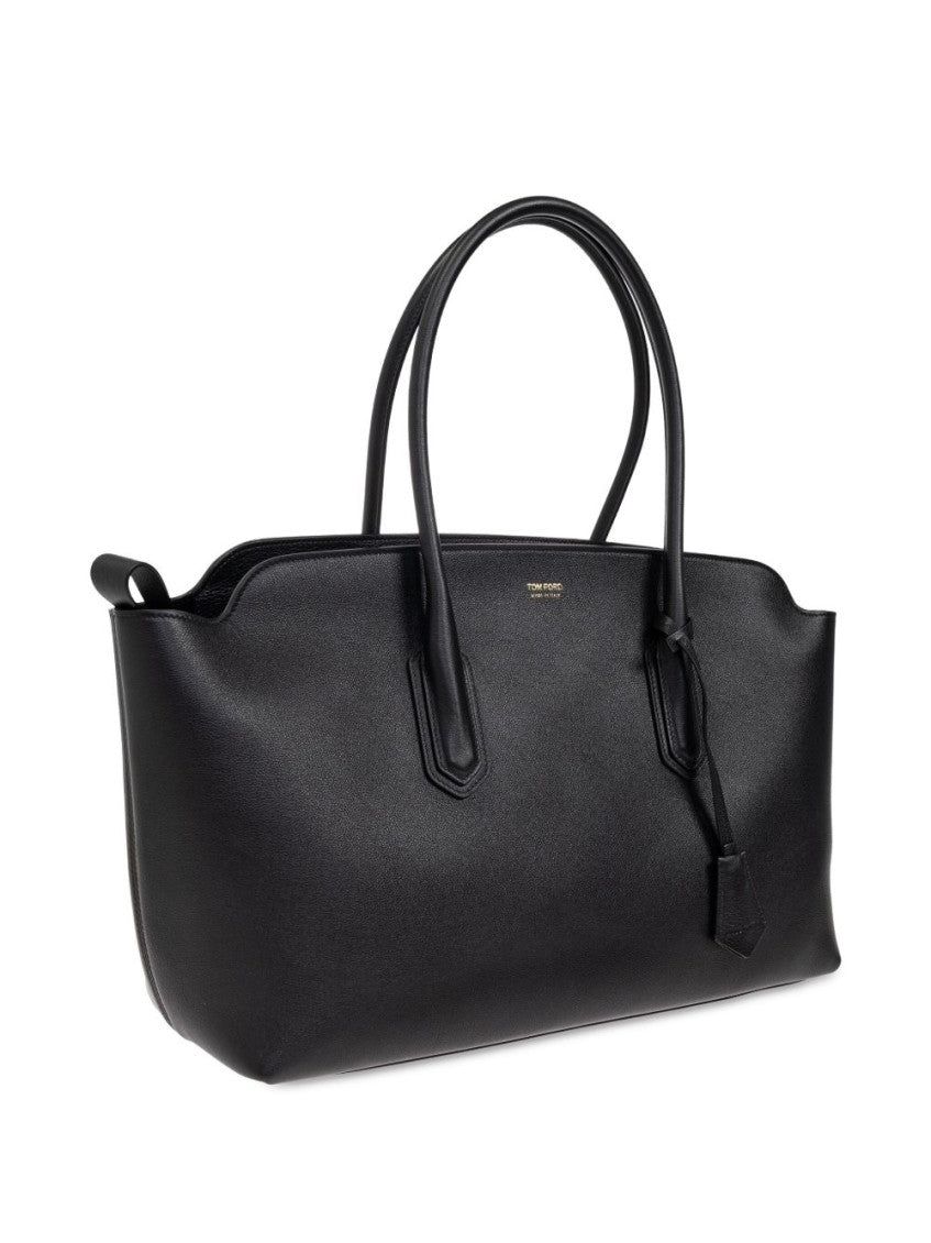 Black Logo Top Zip Large Tote 3