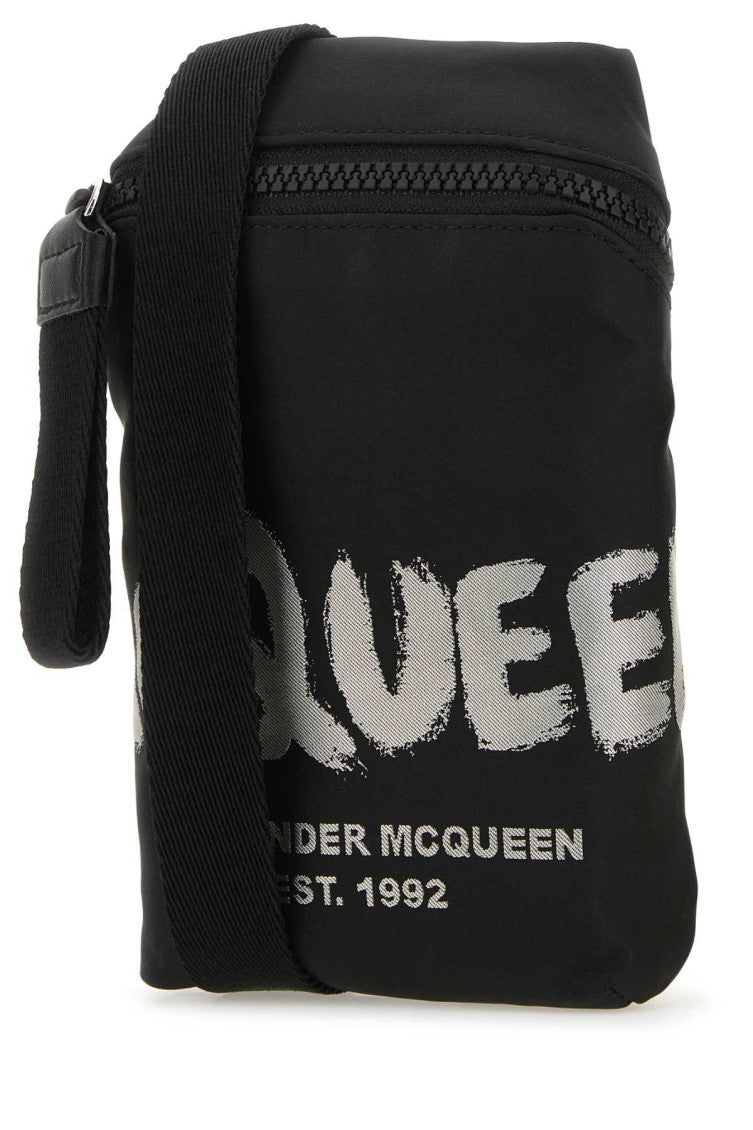 Black fabric McQueen Graffiti crossbody bag  2