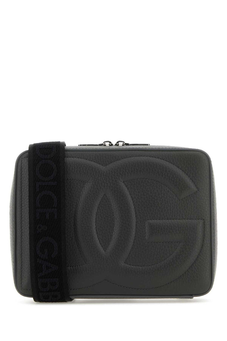 Dark grey leather crossbody bag 1