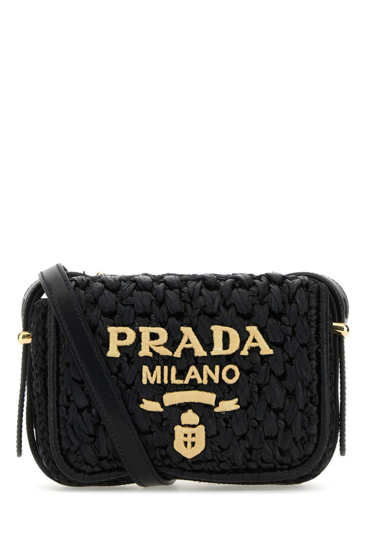 Black raffia crossbody bag 1