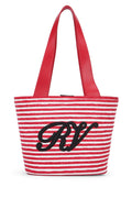 Red Striped Top Zip Tote 1