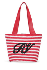 Red Striped Top Zip Tote 1