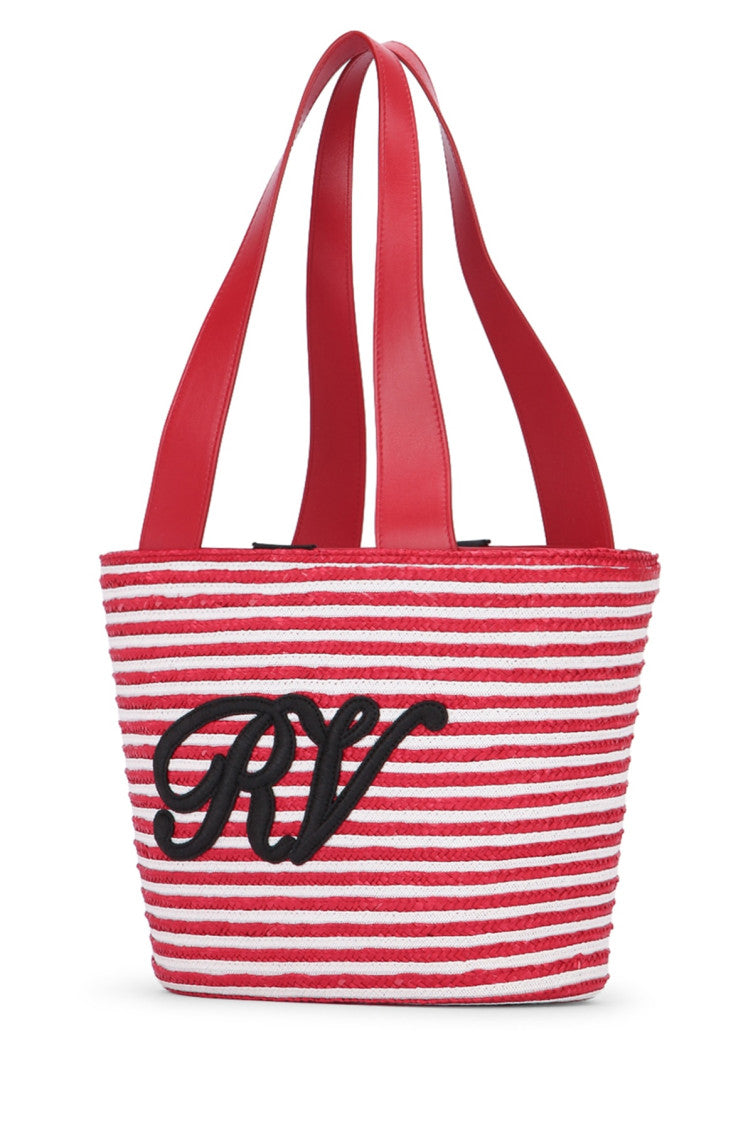 Red Striped Top Zip Tote 2