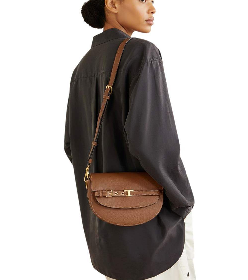 Brown T Signature Mini Crossbody Bag 5
