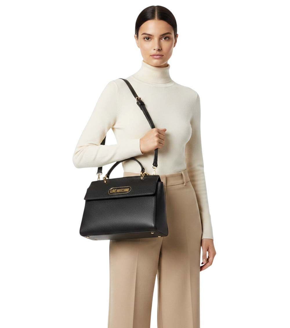 Black Logo Medium Satchel 4