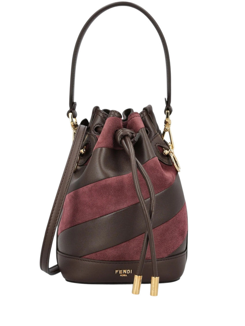 Maroon/Brown Mon Tresor Mini Bucket Bag 1