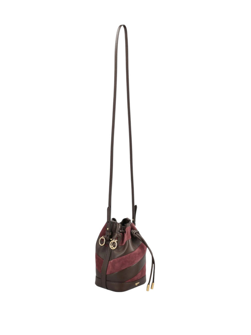 Maroon/Brown Mon Tresor Mini Bucket Bag 2