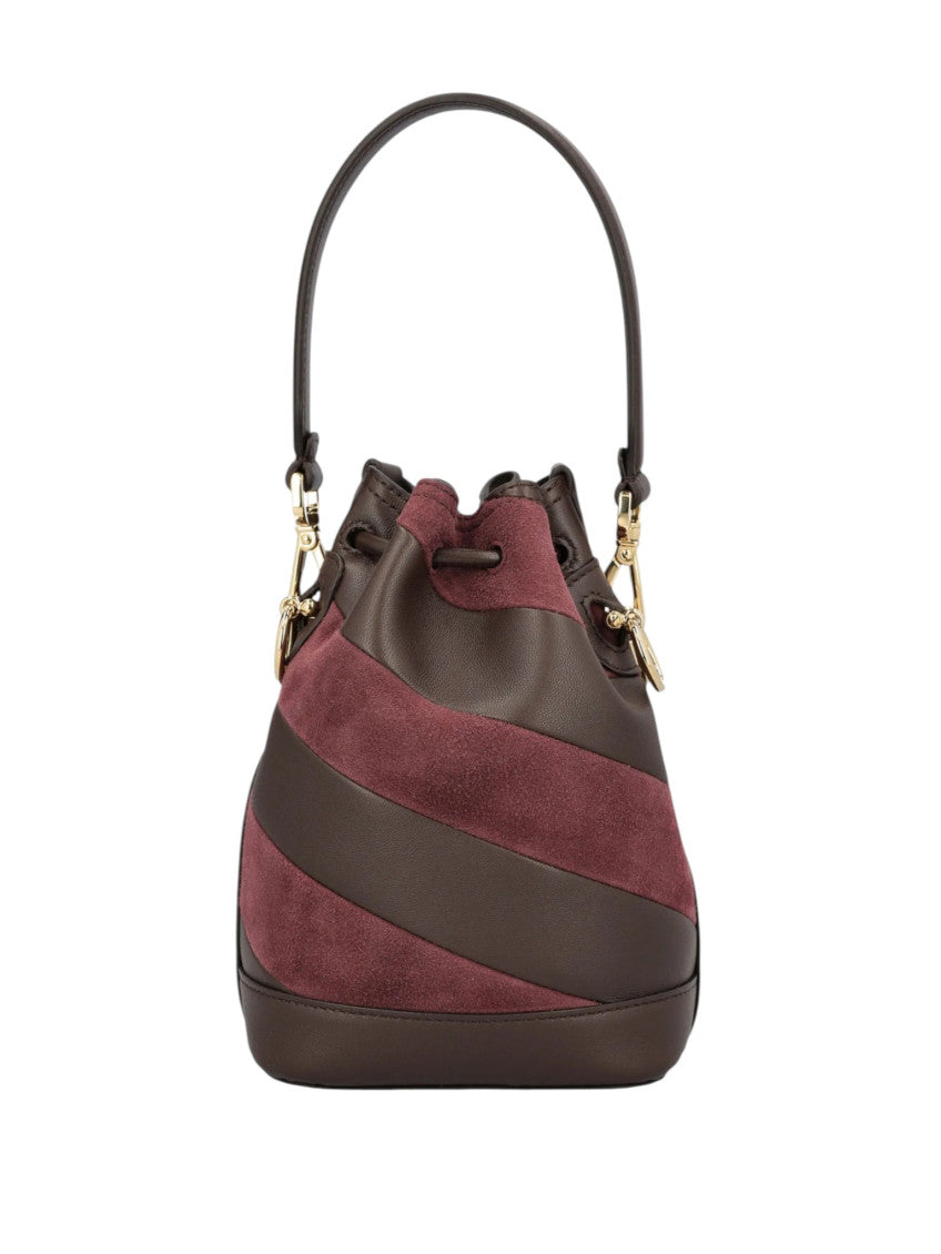 Maroon/Brown Mon Tresor Mini Bucket Bag 3