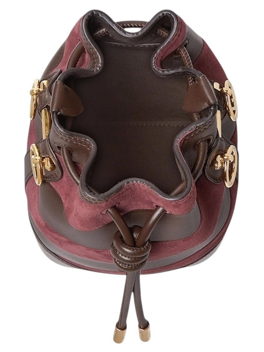 Maroon/Brown Mon Tresor Mini Bucket Bag 4