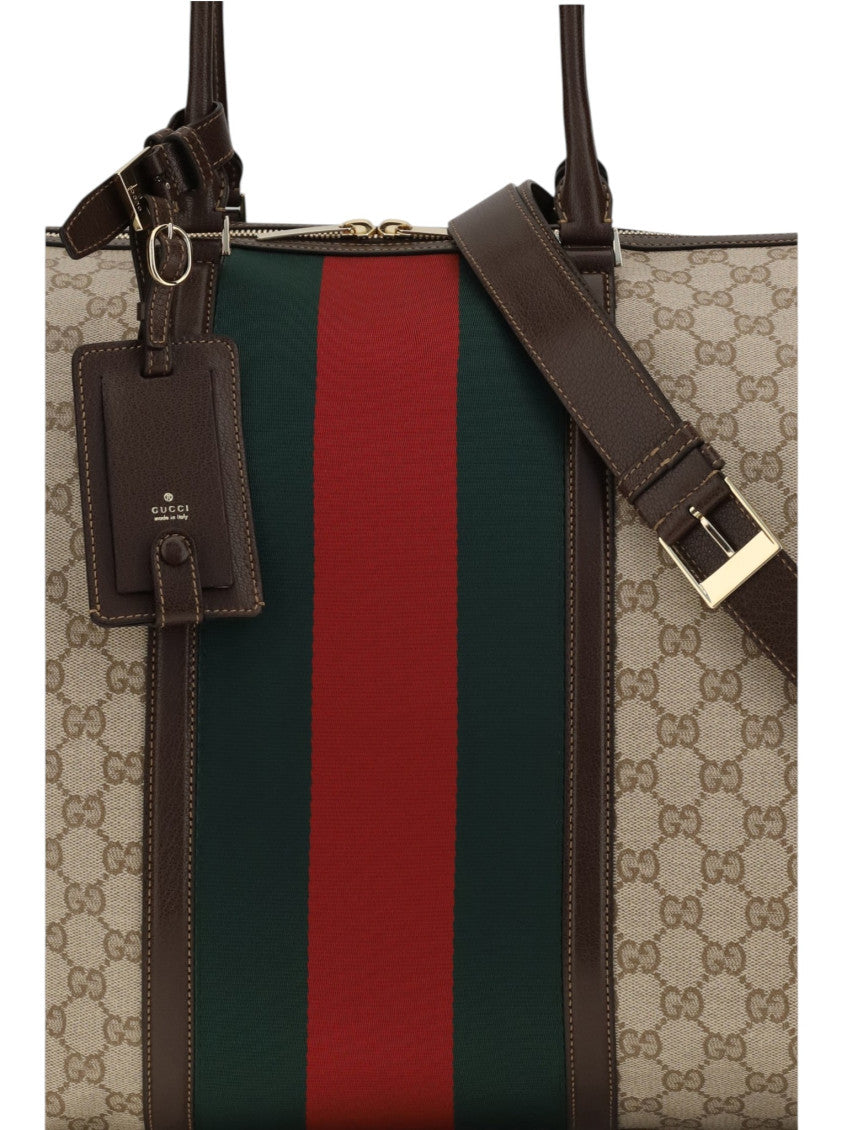 Beige GG Medium Duffle Bag 4
