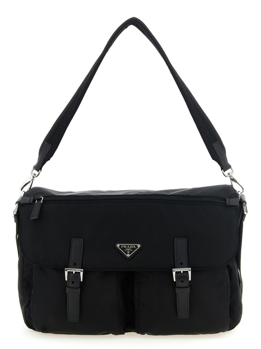 Black Logo Large Messenger Bag 1