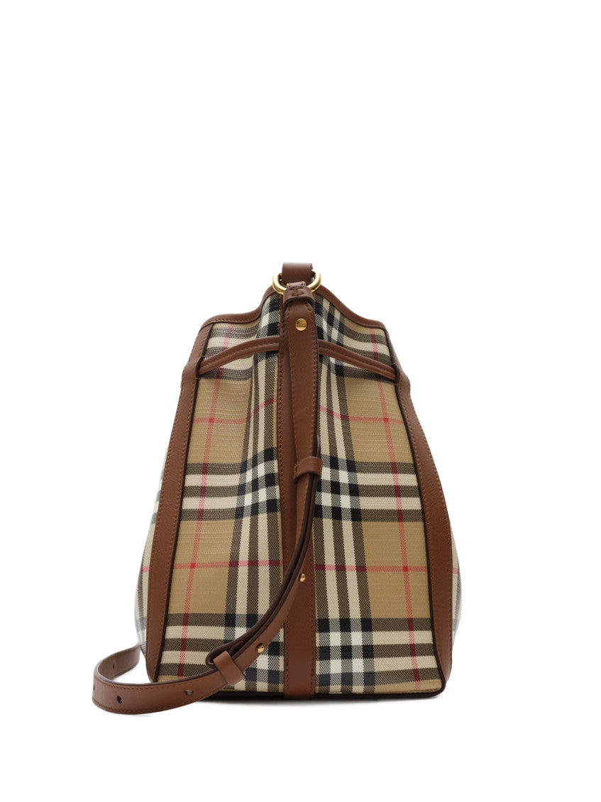 Beige Check Small Bucket Bag 3