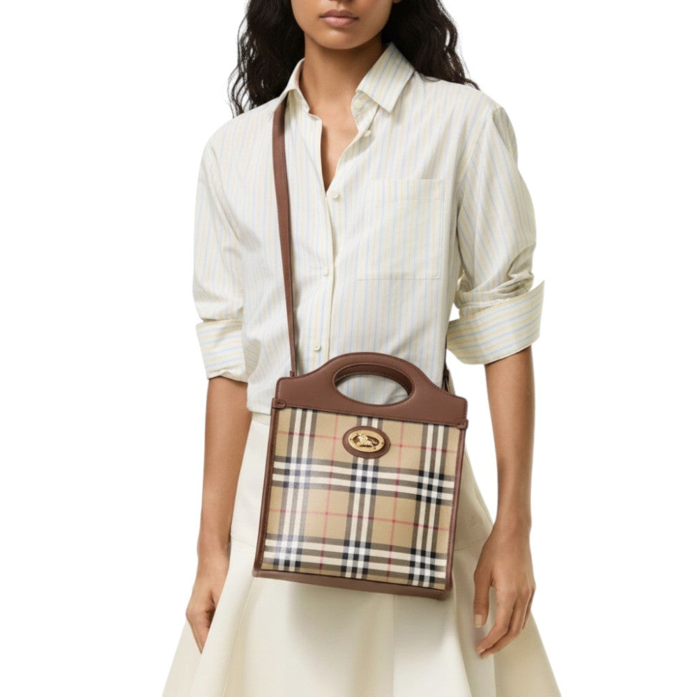 Beige Check Mini Tote 5