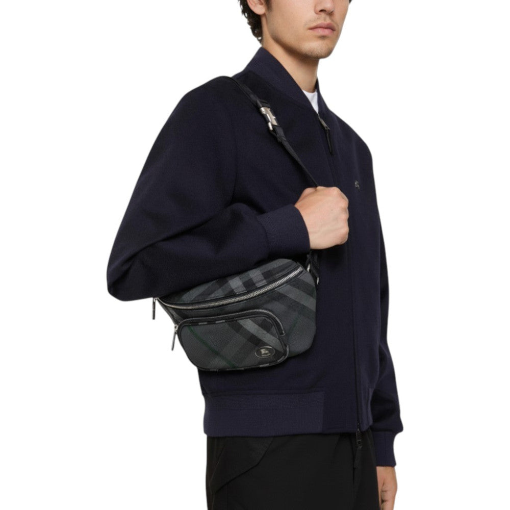Dark Grey Grid Crossbody Bag 4