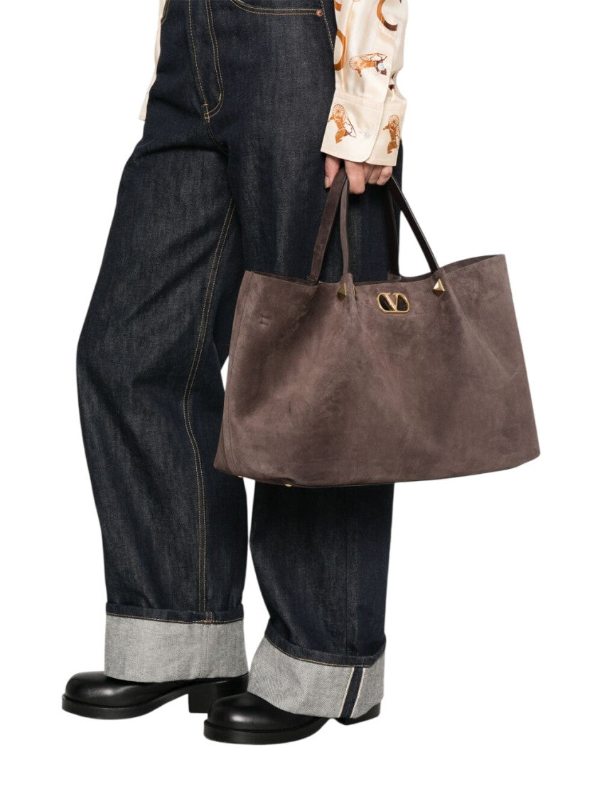 Brown VLogo Signature Large Tote 5