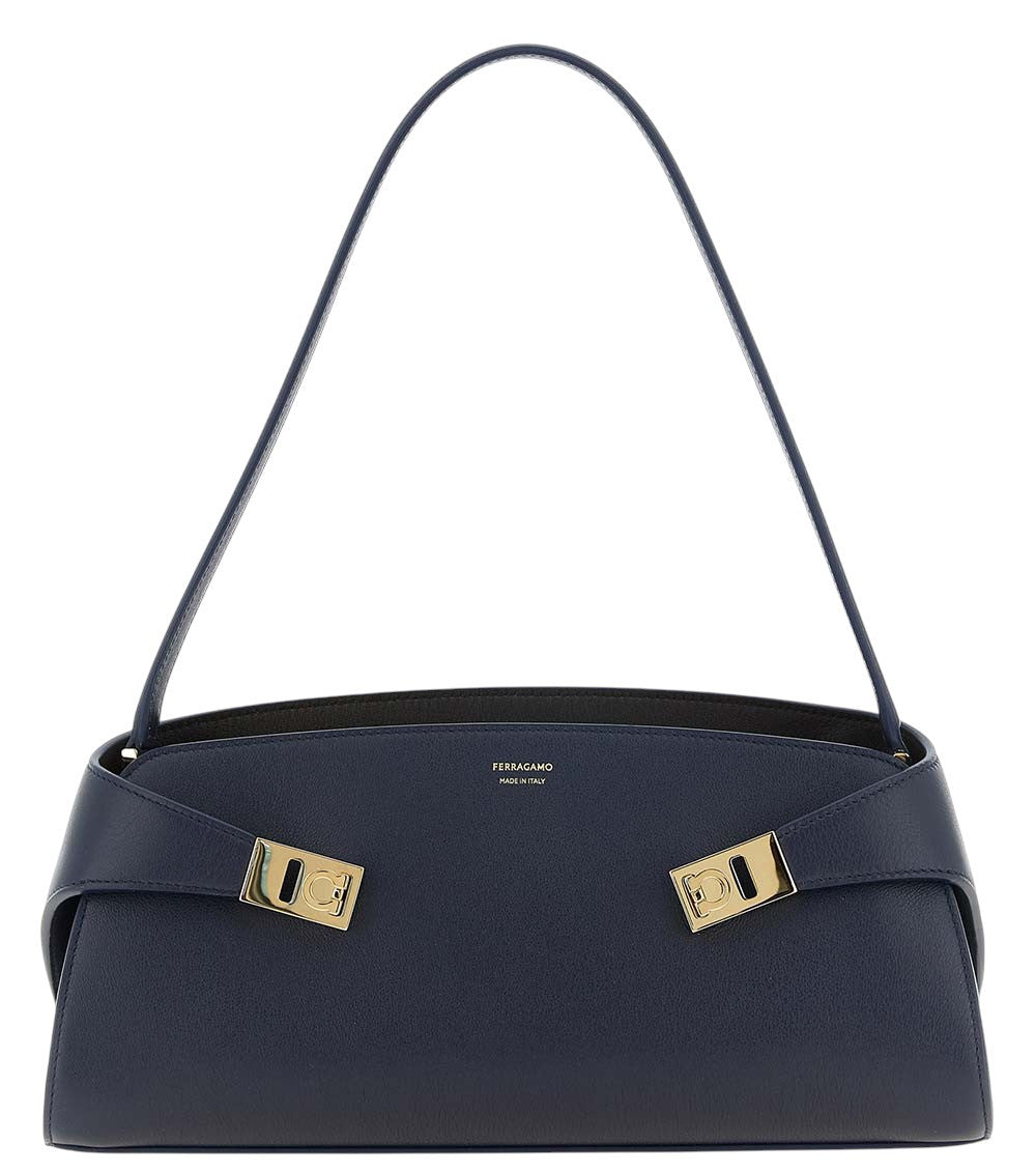 Navy Blue Hug East-West Large Shoulder Bag 1