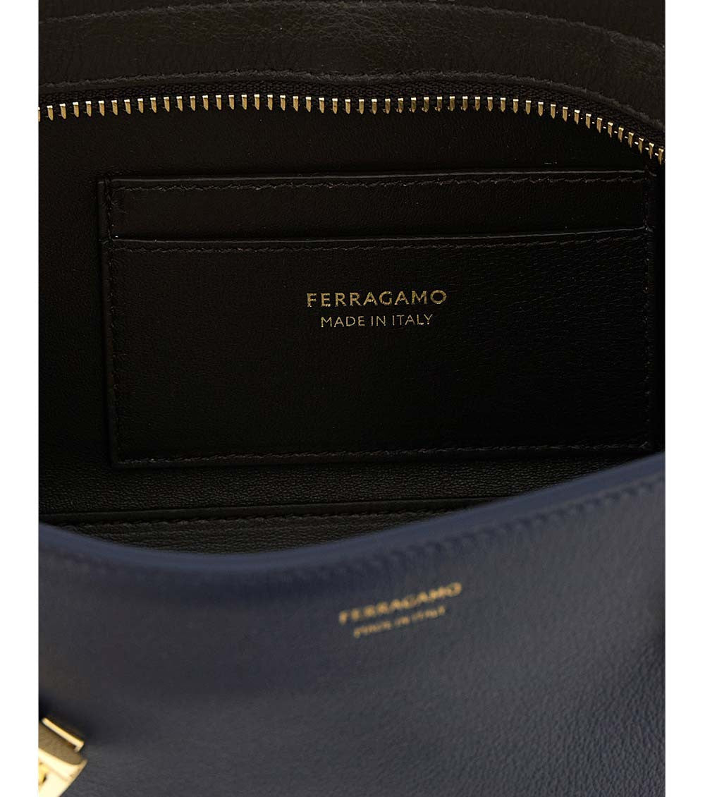 Navy Blue Hug East-West Large Shoulder Bag 3