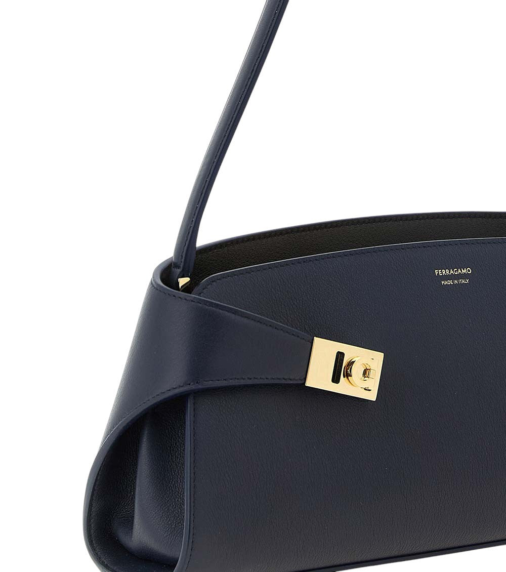 Navy Blue Hug East-West Large Shoulder Bag 4