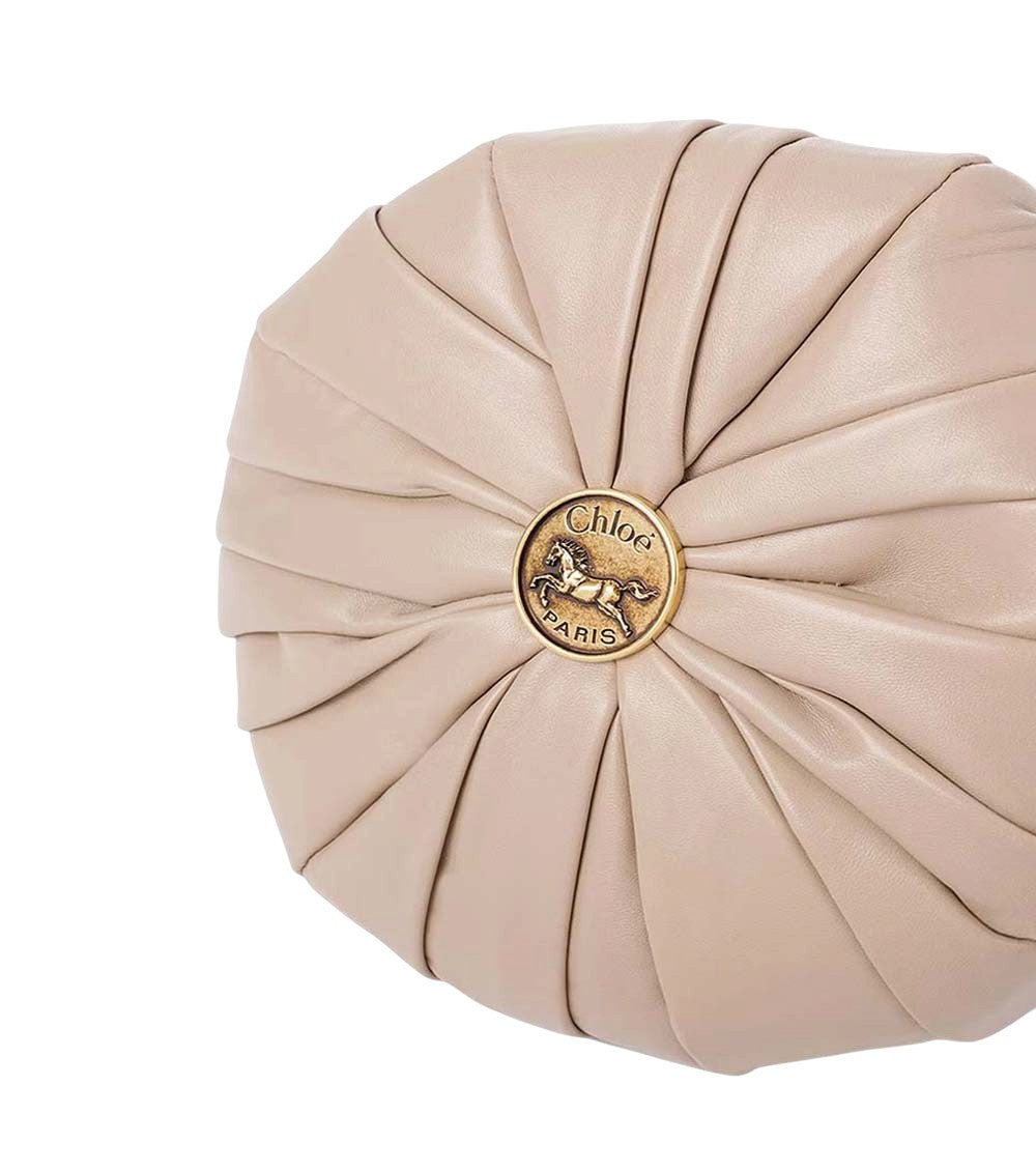 Beige Plisse Medium Shoulder Bag 5