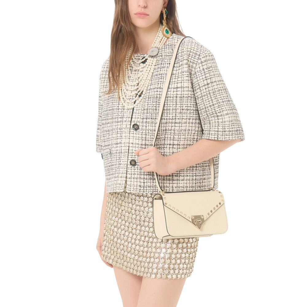 White Rockstud Small Shoulder Bag 4