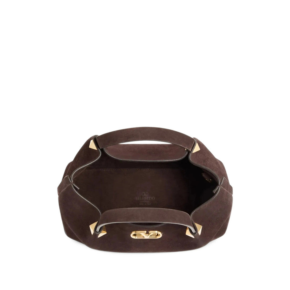 Dark Brown Soft Suede Small Tote 4