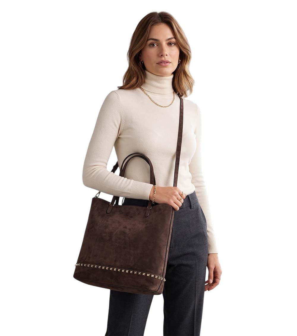 Brown Rockstud Medium Tote 5