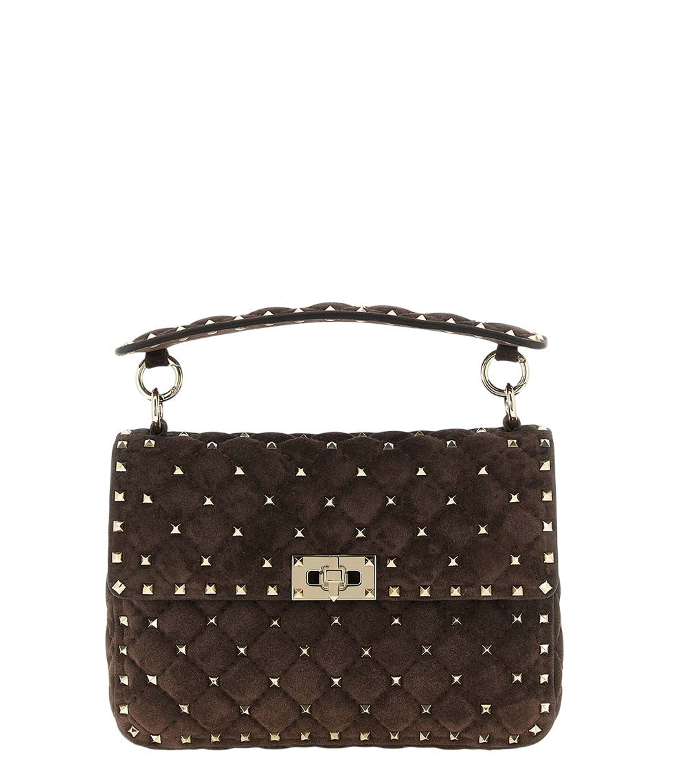 Brown Rockstud Spike Small Shoulder Bag 1