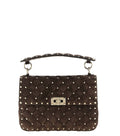 Brown Rockstud Spike Small Shoulder Bag 1