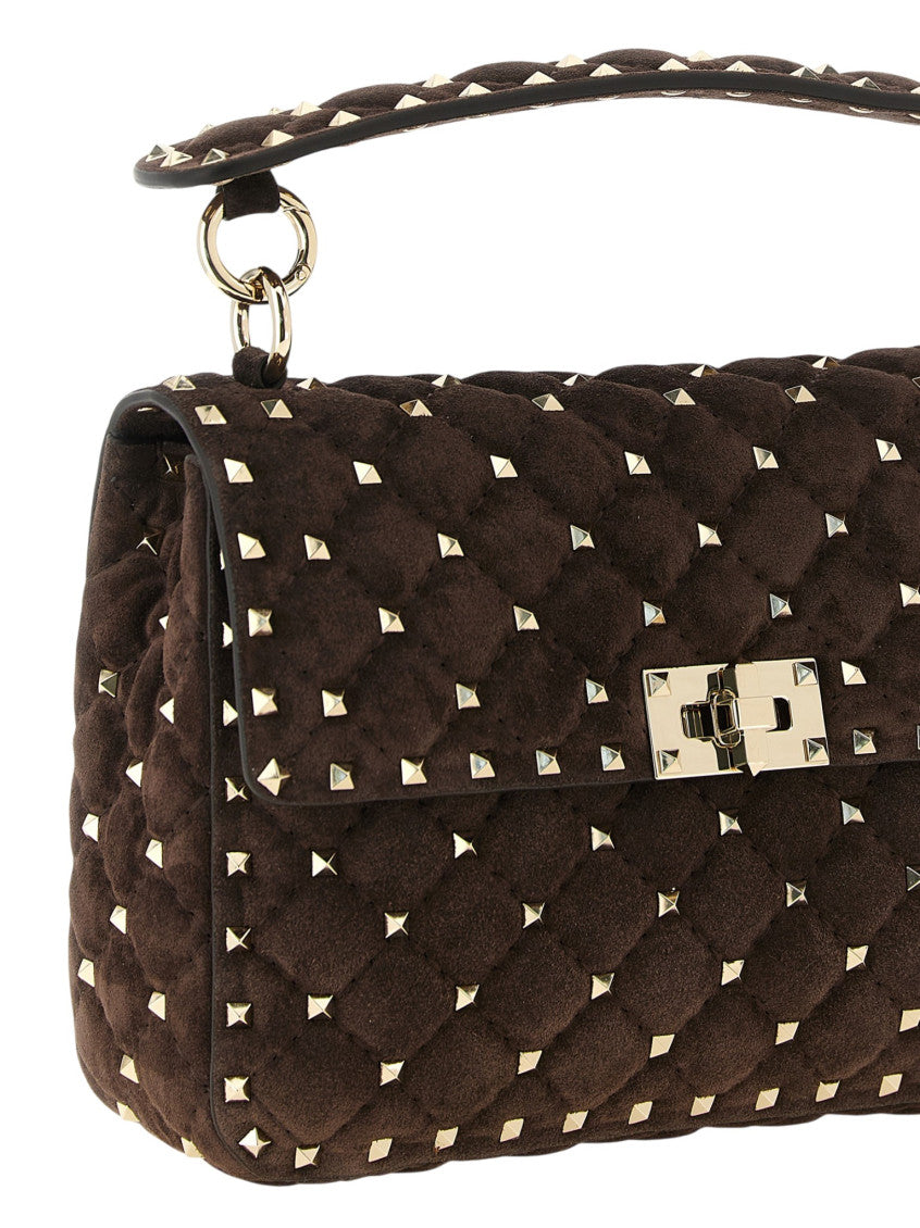 Brown Rockstud Spike Small Shoulder Bag 3