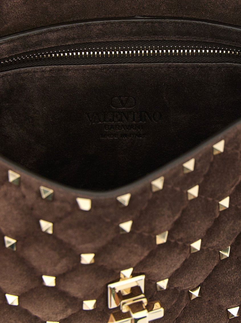 Brown Rockstud Spike Small Shoulder Bag 4
