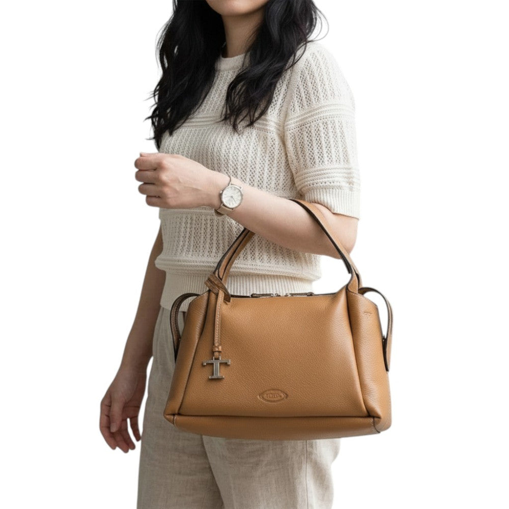 Light Brown T Timeless Medium Satchel 6