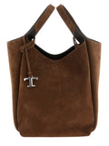 Brown Suede Small Bucket Bag 1