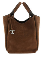 Brown Suede Small Bucket Bag 1