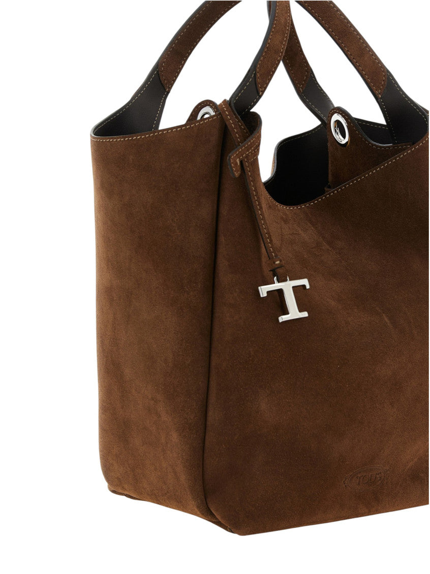Brown Suede Small Bucket Bag 3